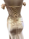 Load image into Gallery viewer, Wholesale Off-Shoulder Corset Sheath Prom Dress with Beaded Lace Appliqué Lace-Up Back by LAM-2725