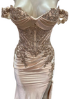 Load image into Gallery viewer, Wholesale Off-Shoulder Corset Sheath Prom Dress with Beaded Lace Appliqué Lace-Up Back by LAM-2725