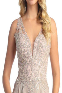 LA Merchandise LAN50456 Sleeveless Modern Beaded A-Line MOB Gown - - Dress LA Merchandise