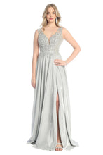 Load image into Gallery viewer, LA Merchandise LAN50456 Sleeveless Modern Beaded A-Line MOB Gown - SILVER - Dress LA Merchandise