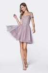 Load image into Gallery viewer, LA Merchandise LAR0132 Glitter Tulle Sweetheart A-line Hoco Dress - MAUVE - Dress LA Merchandise