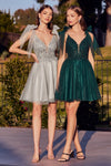 Load image into Gallery viewer, LA Merchandise LAR0174 Lace Detailed A-Line Tulle Homecoming Dress - EMERALD - Dress LA Merchandise