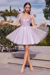 Load image into Gallery viewer, LA Merchandise LAR0174 Lace Detailed A-Line Tulle Homecoming Dress - LAVENDER - Dress LA Merchandise