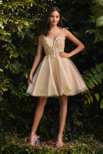 Load image into Gallery viewer, LA Merchandise LAR0188 Corset Layered A-Line Short Hoco Dress - CHAMPAGNE - Dress LA Merchandise