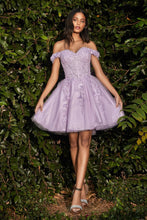 Load image into Gallery viewer, LA Merchandise LAR0194 Off-Shoulder Glitter Floral Graduation Dress - LILAC - Dress LA Merchandise