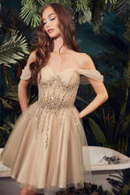 Load image into Gallery viewer, LA Merchandise LAR0211 Beaded Corset Bodice Birthday Tulle Dress - CHAMPAGNE - Dress LA Merchandise