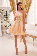 Load image into Gallery viewer, LA Merchandise LAR0213 Floral Embroidered Cocktail Short Lace Dress - CHAMPAGNE - Dress LA Merchandise