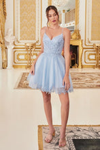 Load image into Gallery viewer, LA Merchandise LAR0213 Floral Embroidered Cocktail Short Lace Dress - LT BLUE - Dress LA Merchandise