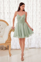 Load image into Gallery viewer, LA Merchandise LAR0213 Floral Embroidered Cocktail Short Lace Dress - SAGE - Dress LA Merchandise