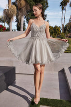 Load image into Gallery viewer, LA Merchandise LAR0213 Floral Embroidered Cocktail Short Lace Dress - SILVER - Dress LA Merchandise