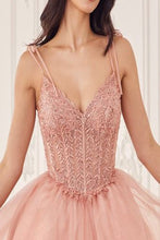 Load image into Gallery viewer, LA Merchandise LAR0236 V-Neck Corset Bodice Tulle Cocktail Dress - - Dress LA Merchandise