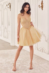 Load image into Gallery viewer, LA Merchandise LAR0236 V-Neck Corset Bodice Tulle Cocktail Dress - CHAMPAGNE - Dress LA Merchandise
