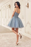 Load image into Gallery viewer, LA Merchandise LAR0236 V-Neck Corset Bodice Tulle Cocktail Dress - - Dress LA Merchandise
