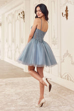 Load image into Gallery viewer, LA Merchandise LAR0236 V-Neck Corset Bodice Tulle Cocktail Dress - - Dress LA Merchandise