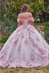 Load image into Gallery viewer, 3D Floral Corset Glitter Layered Quinceañera Ball Gown – Off-Shoulder Dress By LAR15701