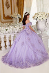 Load image into Gallery viewer, 3D Floral Corset Glitter Layered Quinceañera Ball Gown – Off-Shoulder Dress By LAR15701