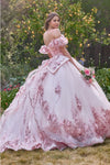Load image into Gallery viewer, 3D Floral Corset Glitter Layered Quinceañera Ball Gown – Off-Shoulder Dress By LAR15701
