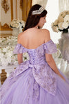 Load image into Gallery viewer, 3D Floral Corset Glitter Layered Quinceañera Ball Gown – Off-Shoulder Dress By LAR15701