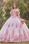 Load image into Gallery viewer, 3D Floral Corset Glitter Layered Quinceañera Ball Gown – Off-Shoulder Dress By LAR15701