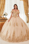 Load image into Gallery viewer, 3D Floral Corset Glitter Layered Quinceañera Ball Gown – Off-Shoulder Dress By LAR15701