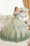 Load image into Gallery viewer, 3D Floral Corset Glitter Layered Quinceañera Ball Gown – Off-Shoulder Dress By LAR15701