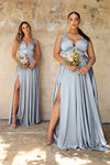 Load image into Gallery viewer, LA Merchandise LAR7469 Simple Satin Stretchy Bridesmaids Dress - SMOKY BLUE - Dress LA Merchandise