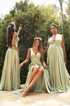Load image into Gallery viewer, LA Merchandise LAR7469 Simple Satin Stretchy Bridesmaids Dress - SAGE - Dress LA Merchandise