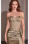 Load image into Gallery viewer, Wholesale Off‑Shoulder Beaded Corset Satin Evening Gown By LAR803