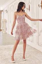 Load image into Gallery viewer, LA Merchandise LARKV1090 A-Line Glitter Printed Ruffle Party Dress - DUSTY ROSE - Dress LA Merchandise