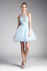 LA Merchandise LARUJ0119 Lace Halter Short A-Line Homecoming Dress - ICE BLUE - Dress LA Merchandise