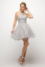 Load image into Gallery viewer, LA Merchandise LARUJ0119 Lace Halter Short A-Line Homecoming Dress - SILVER - Dress LA Merchandise