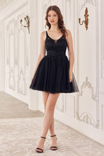 Load image into Gallery viewer, LA Merchandise LARY022 Lace up Corset A-Line Homecoming Dress - BLACK - Dress LA Merchandise