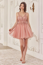 Load image into Gallery viewer, LA Merchandise LARY022 Lace up Corset A-Line Homecoming Dress - ROSE GOLD - Dress LA Merchandise