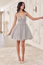 Load image into Gallery viewer, LA Merchandise LARY022 Lace up Corset A-Line Homecoming Dress - SILVER - Dress LA Merchandise