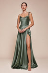 Load image into Gallery viewer, LA Merchandise LARBD104 Spaghetti Straps Cowl Neck Bridesmaids Dress - MOSS GREEN - Dress LA Merchandise