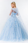 Load image into Gallery viewer, LA Merchandise LAS1939 3D Floral Applique Quince Ball Gown w/ Hooded Mesh Cloak - - Dress LA Merchandise