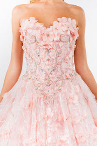 LA Merchandise LAS1939 3D Floral Applique Quince Ball Gown w/ Hooded Mesh Cloak - - Dress LA Merchandise