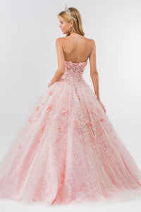 LA Merchandise LAS1939 3D Floral Applique Quince Ball Gown w/ Hooded Mesh Cloak - - Dress LA Merchandise
