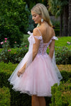 Load image into Gallery viewer, LAS3513 Wholesale Spaghetti Strap Homecoming Dress with Off-Shoulder Ribbon Bow &amp; Corset Back