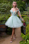 Load image into Gallery viewer, LAS3513 Wholesale Spaghetti Strap Homecoming Dress with Off-Shoulder Ribbon Bow &amp; Corset Back