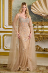 Load image into Gallery viewer, Wholesale Beaded Sequin Fitted Prom Dress with Cape Sleeves V-Neck Evening Gown by LAS3665