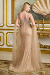 Load image into Gallery viewer, Wholesale Beaded Sequin Fitted Prom Dress with Cape Sleeves V-Neck Evening Gown by LAS3665