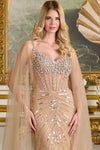 Load image into Gallery viewer, Wholesale Beaded Sequin Fitted Prom Dress with Cape Sleeves V-Neck Evening Gown by LAS3665