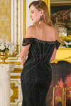 Load image into Gallery viewer, Wholesale Off-Shoulder Beaded Prom Dress Fitted V-Neck Evening Gown with Sweep Train by LAS3667 - - Long Formal Dresses LAS