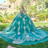 Load image into Gallery viewer, Wholesale Strapless Beaded Corset Gold Lace Appliqué Glitter Tulle Ballgown with Cape by LAS3671 - - Quinceanera Dress LAS