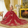 Load image into Gallery viewer, Wholesale Off-Shoulder Beaded Illusion Corset Lace Appliqué Glitter Tulle Ballgown Quinceañera Gown by LAS3673 - - Quinceanera Dress LAS