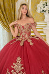 Load image into Gallery viewer, Wholesale Off-Shoulder Beaded Illusion Corset Lace Appliqué Glitter Tulle Ballgown Quinceañera Gown by LAS3673 - - Quinceanera Dress LAS