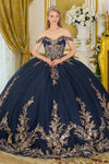 Load image into Gallery viewer, Wholesale Off-Shoulder Floral Embroidered Corset Ballgown Quinceañera Gown with Train by LAS3674