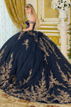 Load image into Gallery viewer, Wholesale Off-Shoulder Floral Embroidered Corset Ballgown Quinceañera Gown with Train by LAS3674