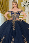 Load image into Gallery viewer, Wholesale Off-Shoulder Floral Embroidered Corset Ballgown Quinceañera Gown with Train by LAS3674